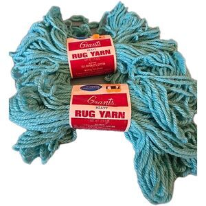 Lot Of 2 Vtg Grant's Rayon Cotton Heavy Rug Yarn Skeins Turquois Icing #18556